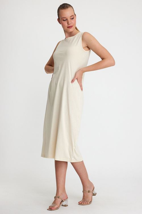 Dik Yaka Kolsuz Örme Pamuklu Tunik