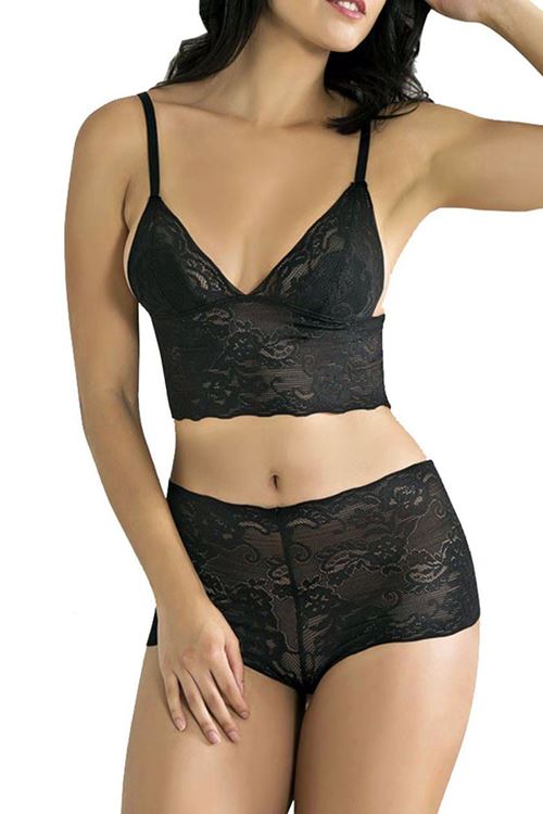 Bralet Dantelli Sütyen ve Külot Takımı Siyah