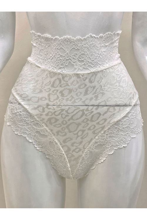 Ekru Dantelli Yüksek Bel Külot Venüs