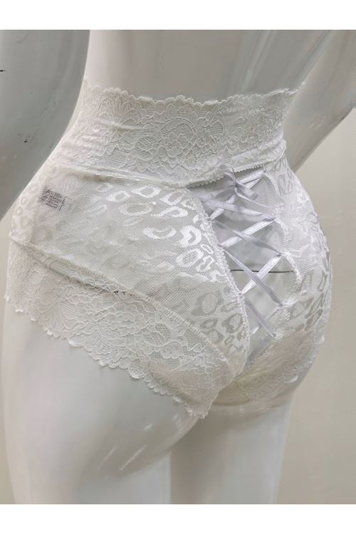 Ekru Dantelli Yüksek Bel Külot Venüs