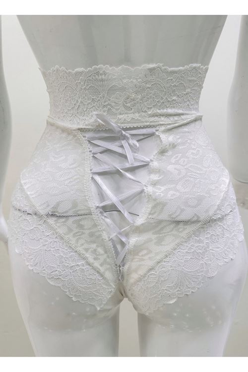Ekru Dantelli Yüksek Bel Külot Venüs