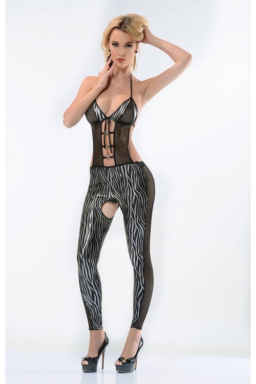 Zebra Desenli Lame Vücut Çorabı