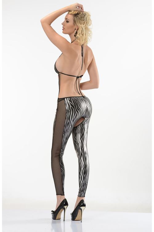 Zebra Desenli Lame Vücut Çorabı