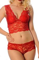 Bralet Dantelli Sütyen ve Tanga Takım Kırmızı 