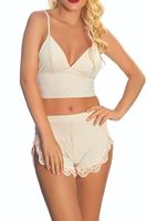 Lcralı Babydoll Şortlu Takım Ekru 